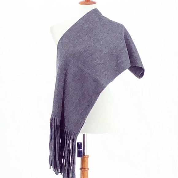 Lucky Brand Wide Fringe Solid Brushed Scarf (Charcoal Grey) - Picture 2 of 7
